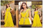 Haldi Special Women's Wear Heavy Georgette Yellow Gown With Dupatta And Belt