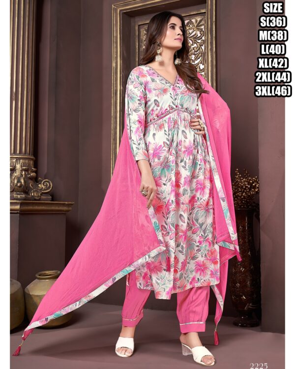 Alia Cut Stitched Premium Rayon Export Quality Kurti-Pent With Dupatta Collection For Women