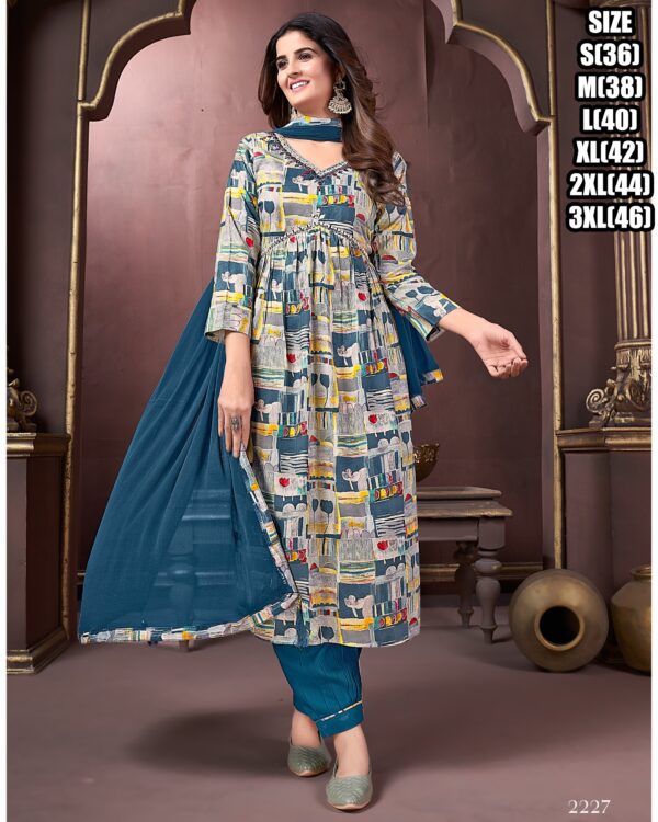 Alia Cut Stitched Premium Rayon Export Quality Kurti-Pent With Dupatta Collection For Women