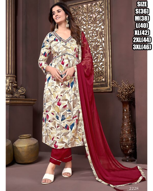 Alia Cut Stitched Premium Rayon Export Quality Kurti-Pent With Dupatta Collection For Women