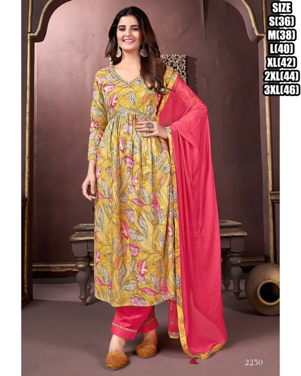 Alia Cut Stitched Premium Rayon Export Quality Kurti-Pent With Dupatta Collection For Women