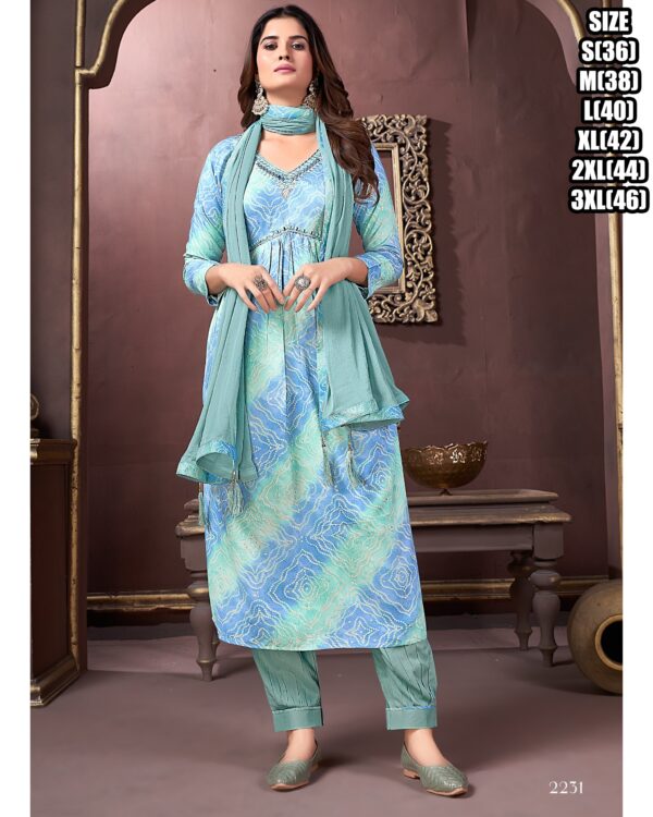 Alia Cut Stitched Premium Rayon Export Quality Kurti-Pent With Dupatta Collection For Women