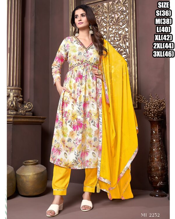 Alia Cut Stitched Premium Rayon Export Quality Kurti-Pent With Dupatta Collection For Women