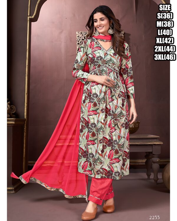 Alia Cut Stitched Premium Rayon Export Quality Kurti-Pent With Dupatta Collection For Women