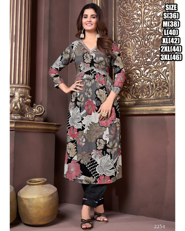 Alia Cut Stitched Premium Rayon Export Quality Kurti-Pent With Dupatta Collection For Women