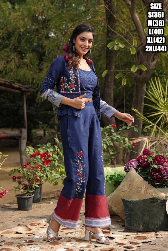 Summer Vibes Women's Wear Stitched Pure Cotton Stylish Cool Top-Bottom With Jacket