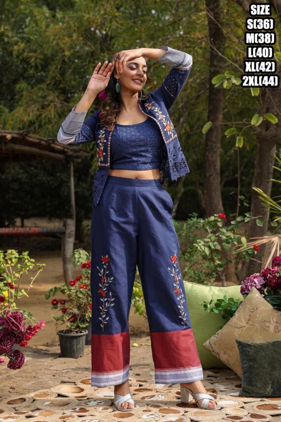 Summer Vibes Women's Wear Stitched Pure Cotton Stylish Cool Top-Bottom With Jacket