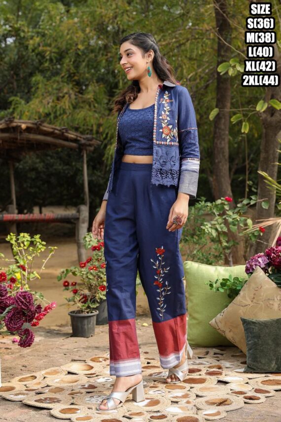 Summer Vibes Women's Wear Stitched Pure Cotton Stylish Cool Top-Bottom With Jacket