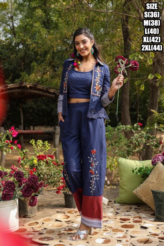 Summer Vibes Women's Wear Stitched Pure Cotton Stylish Cool Top-Bottom With Jacket