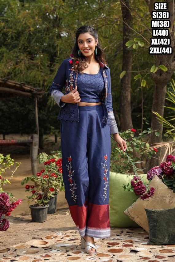 Summer Vibes Women's Wear Stitched Pure Cotton Stylish Cool Top-Bottom With Jacket