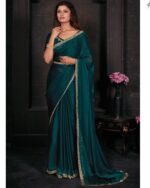 Women's Un-Stitched Pure Satin Georgette Blooming Party Wear Designer Saree With Blouse