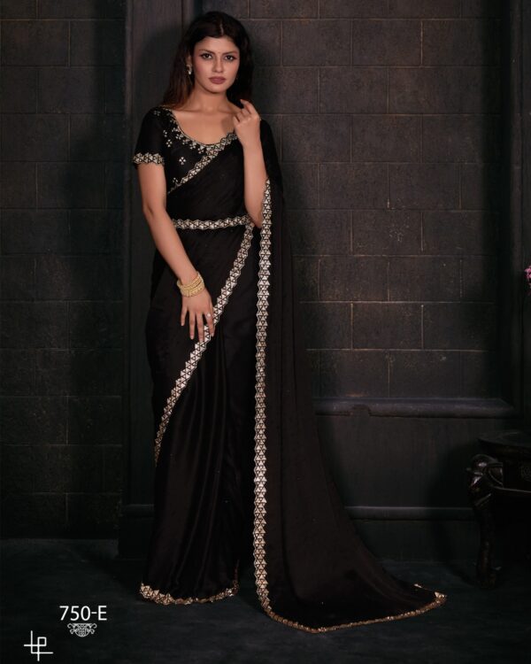 Exclusive New Designer Wedding Wear Un-Stitched Satin Georgette Handwork Saree With Blouse