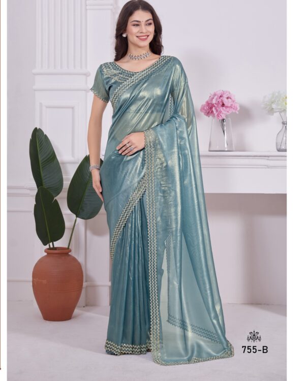 Elegant Women's Wear Un-Stitched Raina Net Coating Fancy Saree With Blouse For Parties