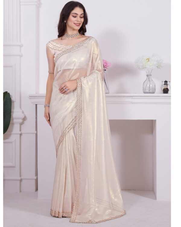 Elegant Women's Wear Un-Stitched Raina Net Coating Fancy Saree With Blouse For Parties