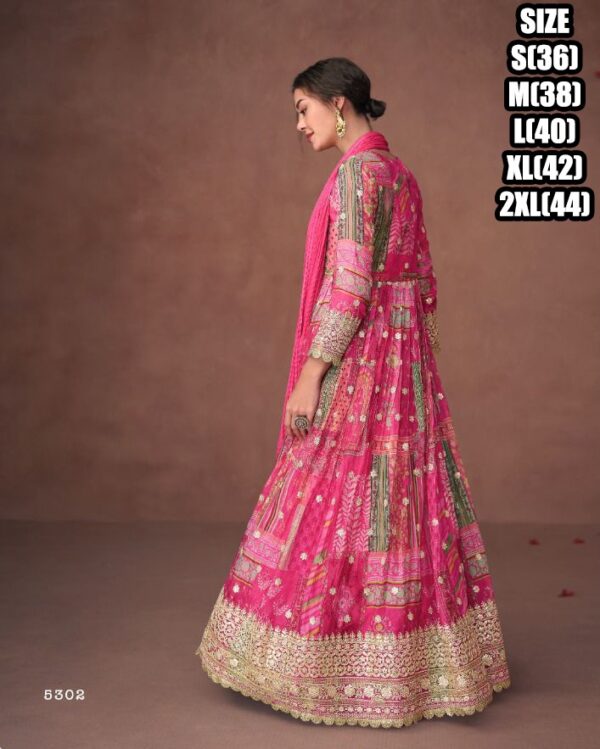 Wedding Wear Designer Organza Silk Embroidered Gown With Nazmeen Dupatta For Women