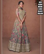 Wedding Wear Designer Organza Silk Embroidered Gown With Nazmeen Dupatta For Women