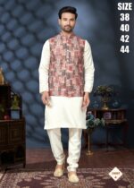 Men's Festive Wear Silk Mastani Kurta-Pajama With Lakhnowi And Sequence Work Koti