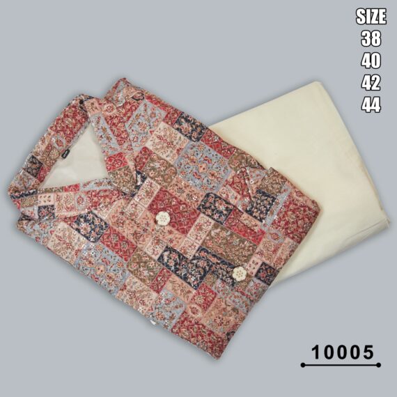 Men's Festive Wear Silk Mastani Kurta-Pajama With Lakhnowi And Sequence Work Koti