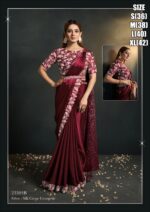 Heavy Saree Collections,Party Wear Silk Crepe Georgette Saree With Blouse For Ladies| Red Stitched Saree Blouse With Georgette Belt|