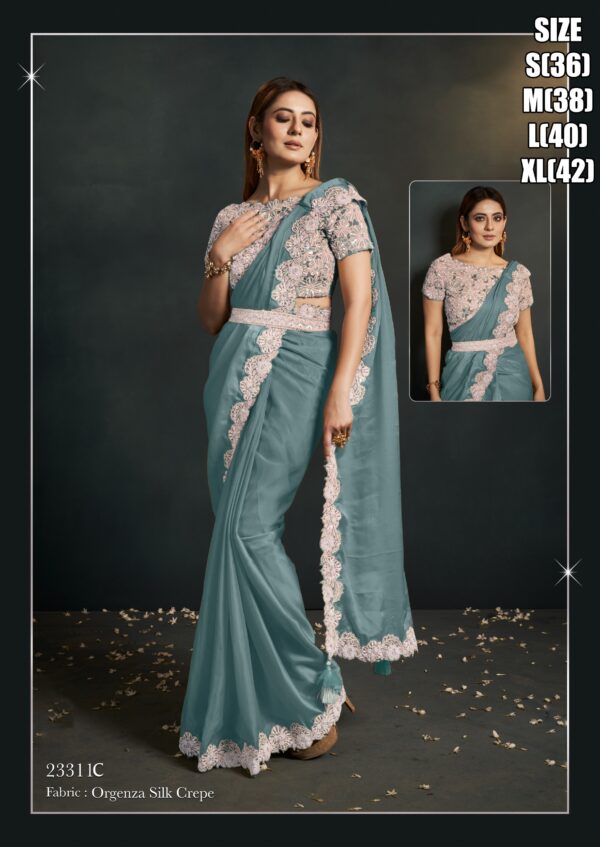 Best Saree Collections Women's Festive Wear Orgenza Silk Saree With Blouse| Traditional Wear Sarees For Girls|