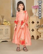 Any Ceremonies Kid's Wear Stitched Kota Checks Gowns, Latest Heavy Digital Printed Kid's Gown For Parties