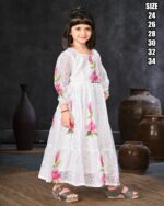 Any Ceremonies Kid's Wear Stitched Kota Checks Gowns, Latest Heavy Digital Printed Kid's Gown For Parties