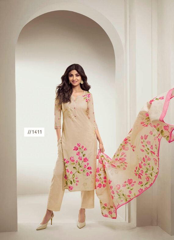 Festive Wear High-Quality Pure Cotton With Digital Print & Khatli Work Latest Kurti-Pent With Dupatta