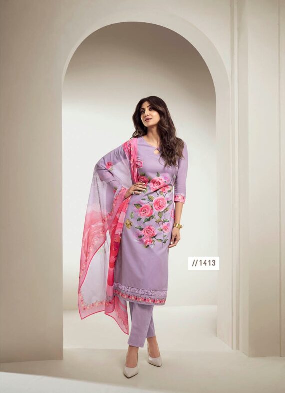 Festive Wear High-Quality Pure Cotton With Digital Print & Khatli Work Latest Kurti-Pent With Dupatta