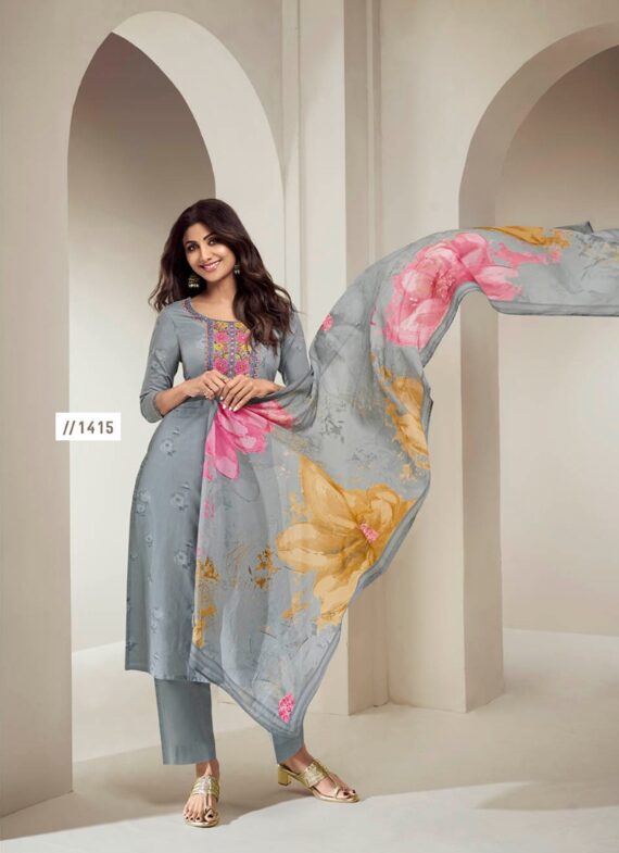 Festive Wear High-Quality Pure Cotton With Digital Print & Khatli Work Latest Kurti-Pent With Dupatta