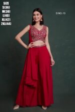 Traditional Wear Real Chinon With Embroidered Work Beautiful Top With Plazzo & Dupatta For Women