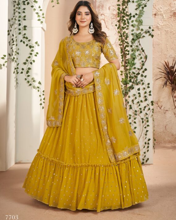 Functional Outfits New Collection For Women's Wear Faux Georgette Embroidered With Sequins Work Lehenga Choli