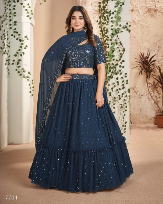 Functional Outfits New Collection For Women's Wear Faux Georgette Embroidered With Sequins Work Lehenga Choli