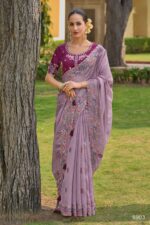 Party Wear Collection For Women's Un-Stitched Tissue Organza Silk Saree With Banglory Silk Blouse