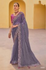 Party Wear Collection For Women's Un-Stitched Tissue Organza Silk Saree With Banglory Silk Blouse