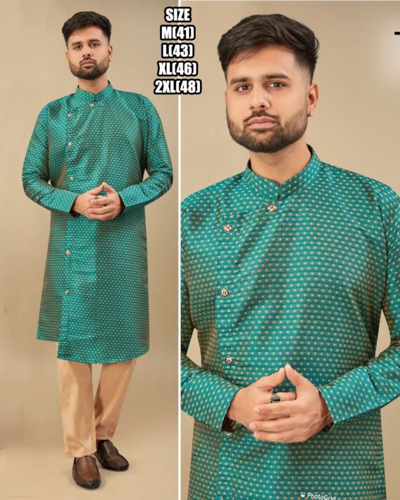 Ethnicrang Men's Wear Silk Jequard Latest Kurta With Pajama For Occasions