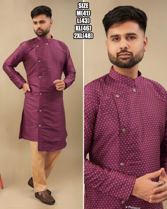 Ethnicrang Men's Wear Silk Jequard Latest Kurta With Pajama For Occasions