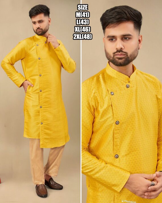 Ethnicrang Men's Wear Silk Jequard Latest Kurta With Pajama For Occasions