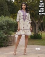 White Pure Cotton Embroidered Work Summer Style Women's Wear Tunic