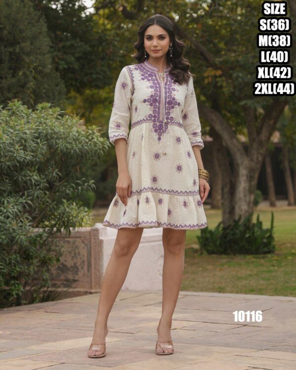 White Pure Cotton Embroidered Work Summer Style Women's Wear Tunic