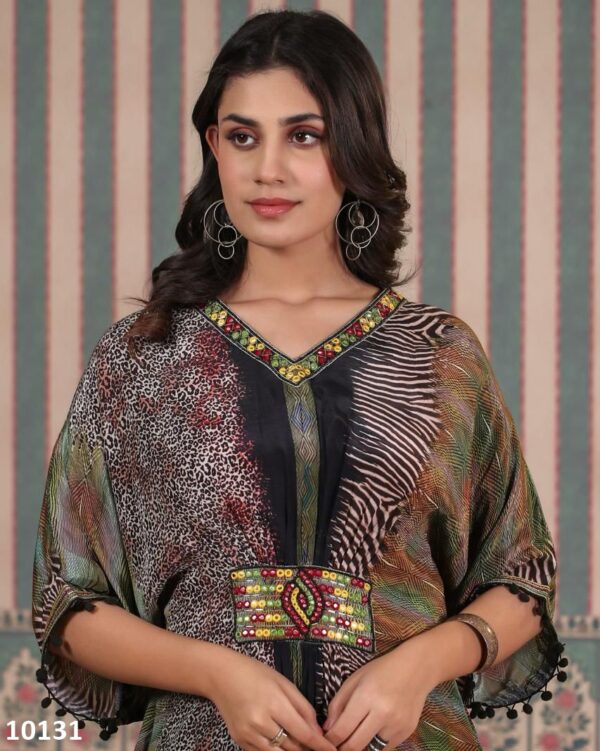 Summer Style Pure Georgette Embroidered Work Latest Kaftan Dress For Women