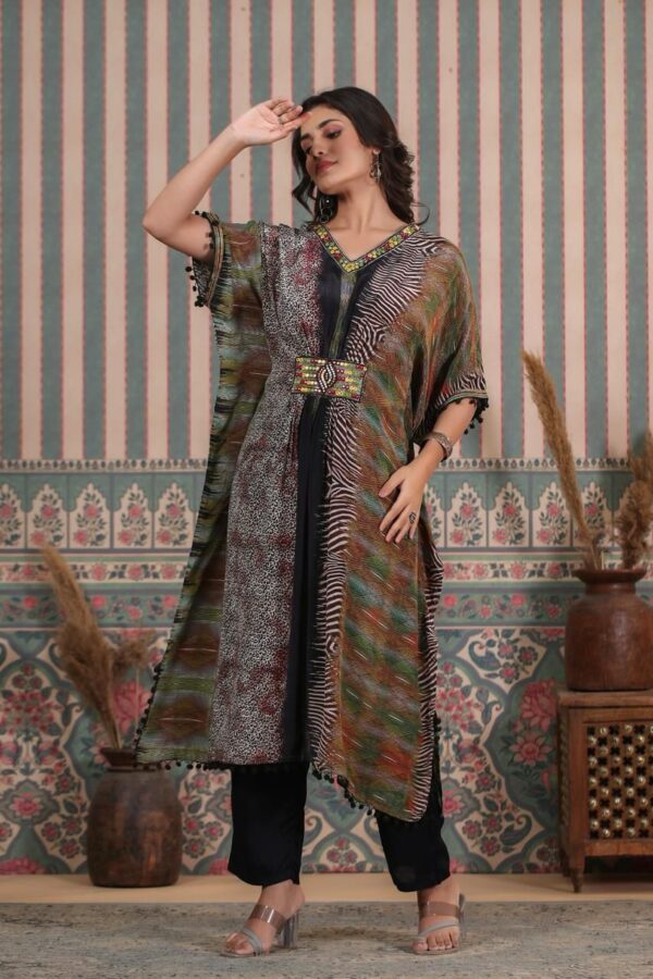 Summer Style Pure Georgette Embroidered Work Latest Kaftan Dress For Women