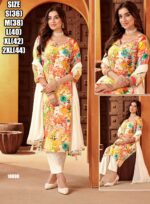 Occasional Flower Designer Pure Cotton Kurti-Pent With Dupatta For Women