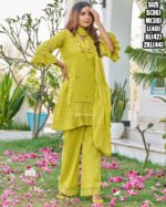 Women's Readymade Pure Cotton Embroidery Work Kurti Pant With Dupatta