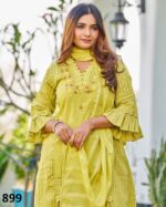 Women's Readymade Pure Cotton Embroidery Work Kurti Pant With Dupatta