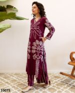 Summer Vibes For Women's Stylish Pure Rayon Embroidered Work Top Plazzo Set