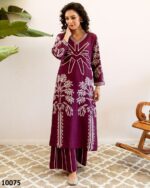 Summer Vibes For Women's Stylish Pure Rayon Embroidered Work Top Plazzo Set