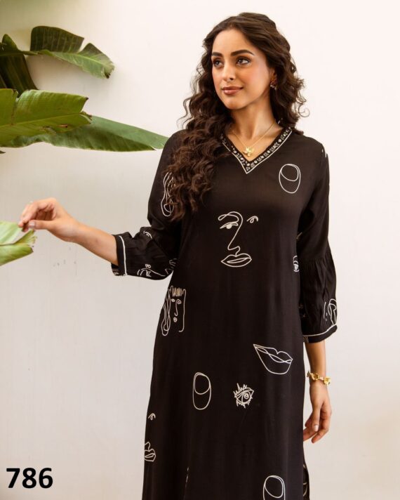 Summer Vibes For Women's Stylish Pure Rayon Embroidered Work Top Plazzo Set