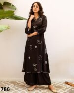 Summer Vibes For Women's Stylish Pure Rayon Embroidered Work Top Plazzo Set