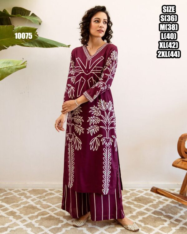 Summer Vibes For Women's Stylish Pure Rayon Embroidered Work Top Plazzo Set