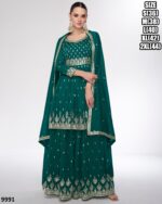 Traditional Wear Premium Silk Designer Top Sarara With Dupatta For Women